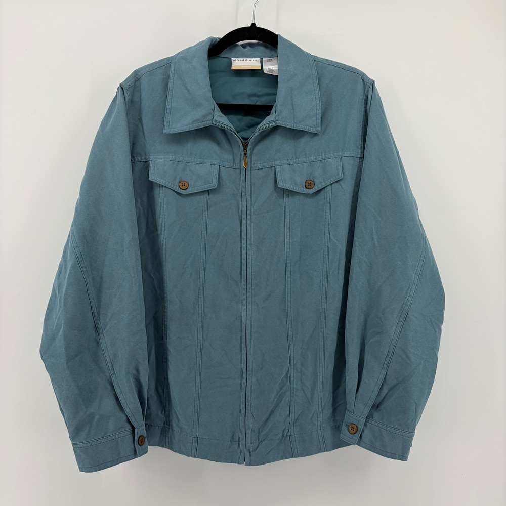 Alfred Dunner Womens 18W Teal Blue Lightweight‎ Zip Up Casual Jacket